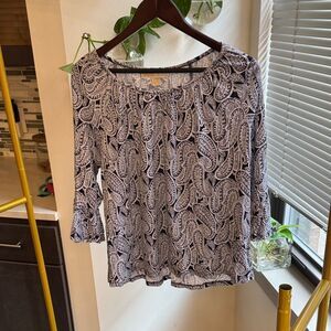 Michael Kors Black and White Paisley Blouse